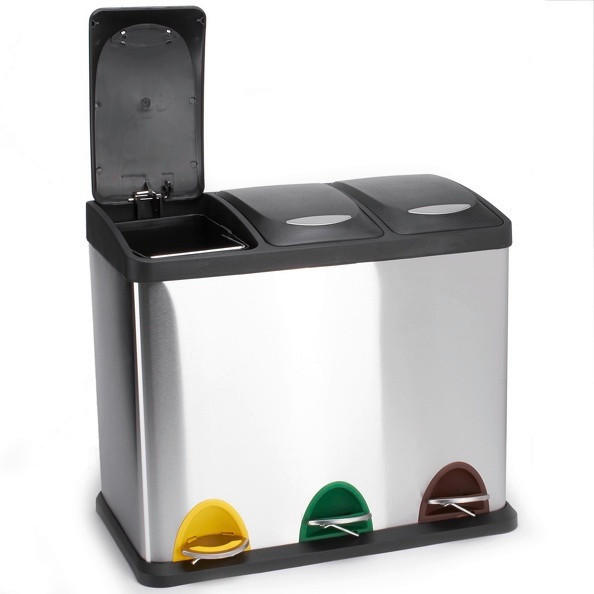 TRETEIMER 24 l  Metall  - Silberfarben/Schwarz, Basics, Kunststoff/Metall (46/26,5/39,5cm)