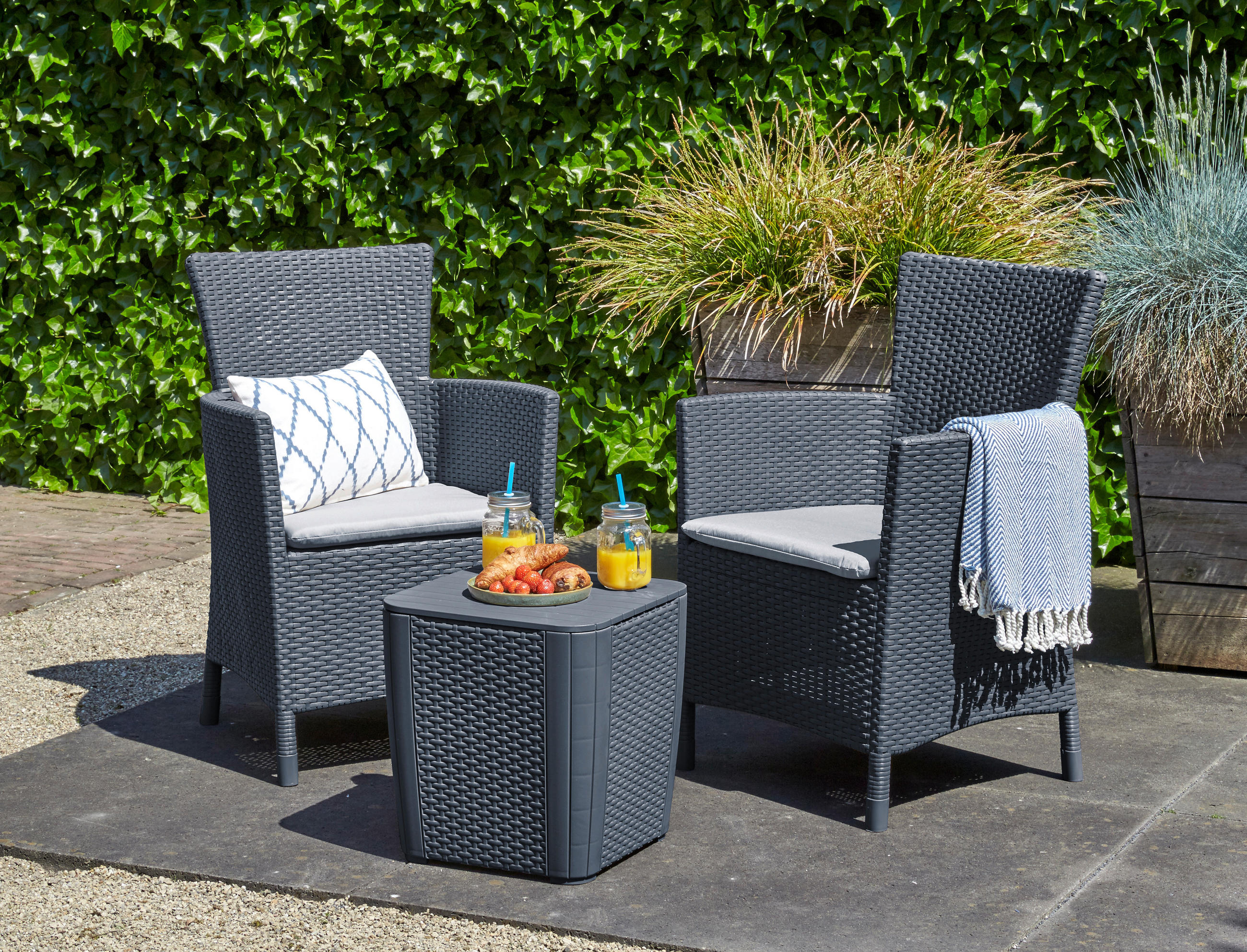 GARTENSTUHL Kunststoff, Textil Graphitfarben  - Graphitfarben, Design, Kunststoff/Textil (60/89/62cm) - Keter