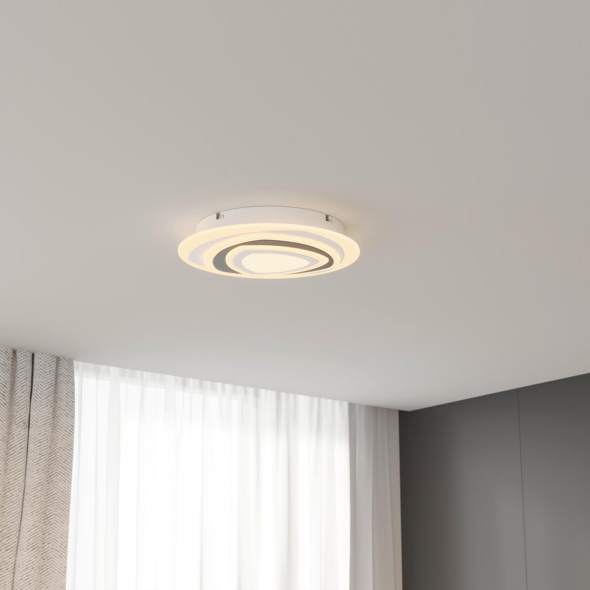 LED-DECKENLEUCHTE 50/5,5 cm   - Schwarz/Weiß, Design, Kunststoff/Metall (50/5,5cm) - Novel