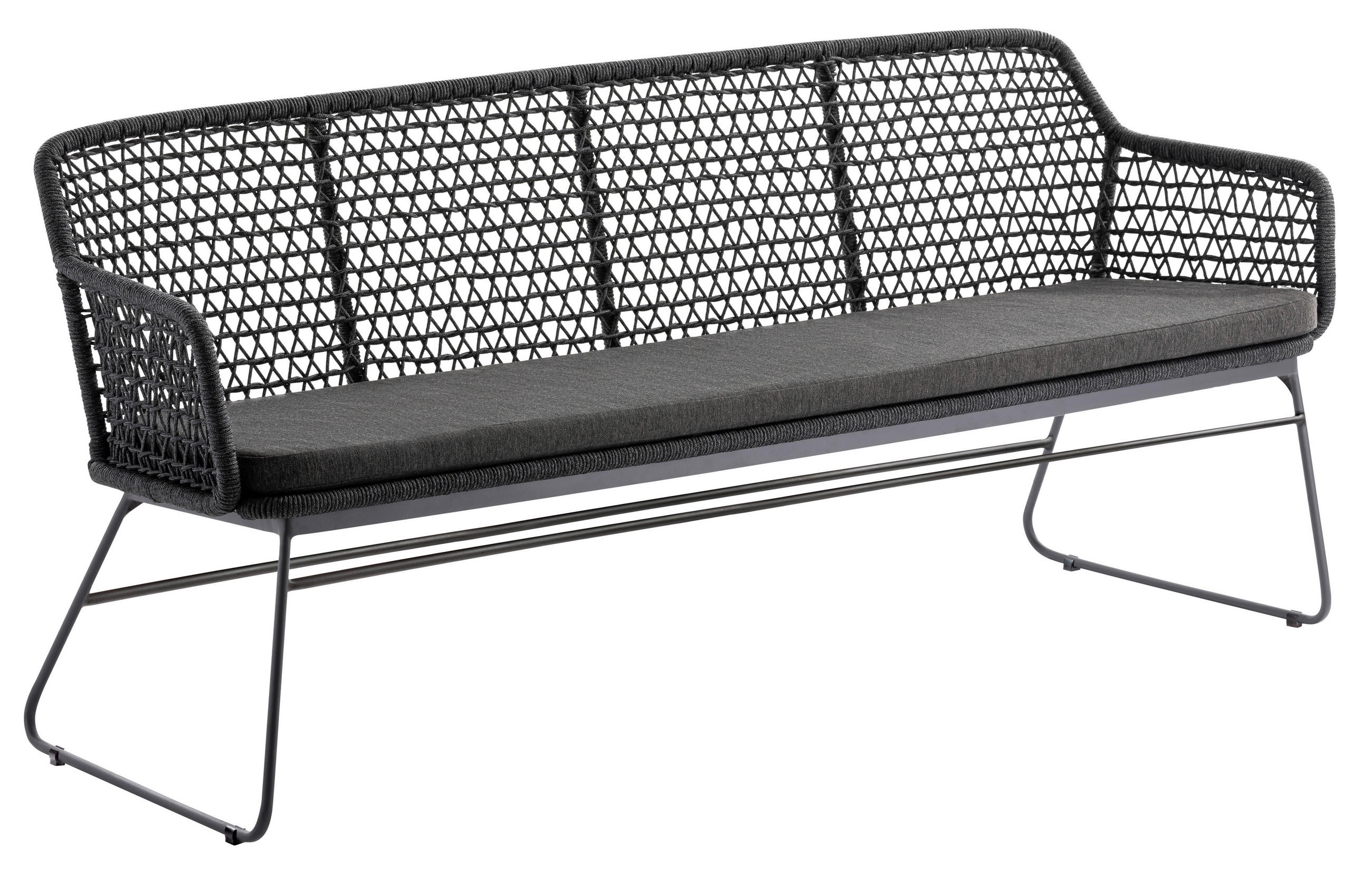 GARTENBANK 195,5/86/68,5 cm  in Anthrazit, Grau  - Anthrazit/Grau, Design, Textil/Metall (195,5/86/68,5cm)