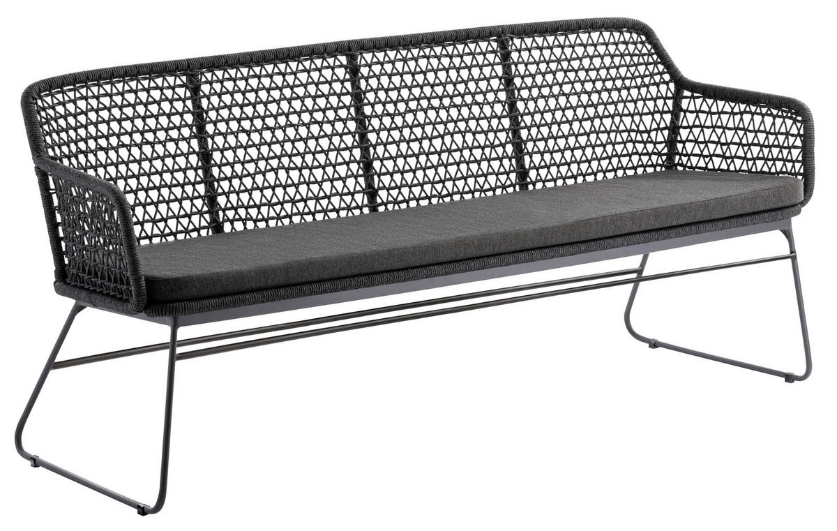 GARTENBANK 195,5/86/68,5 cm  in Anthrazit, Grau  - Anthrazit/Grau, Design, Textil/Metall (195,5/86/68,5cm)