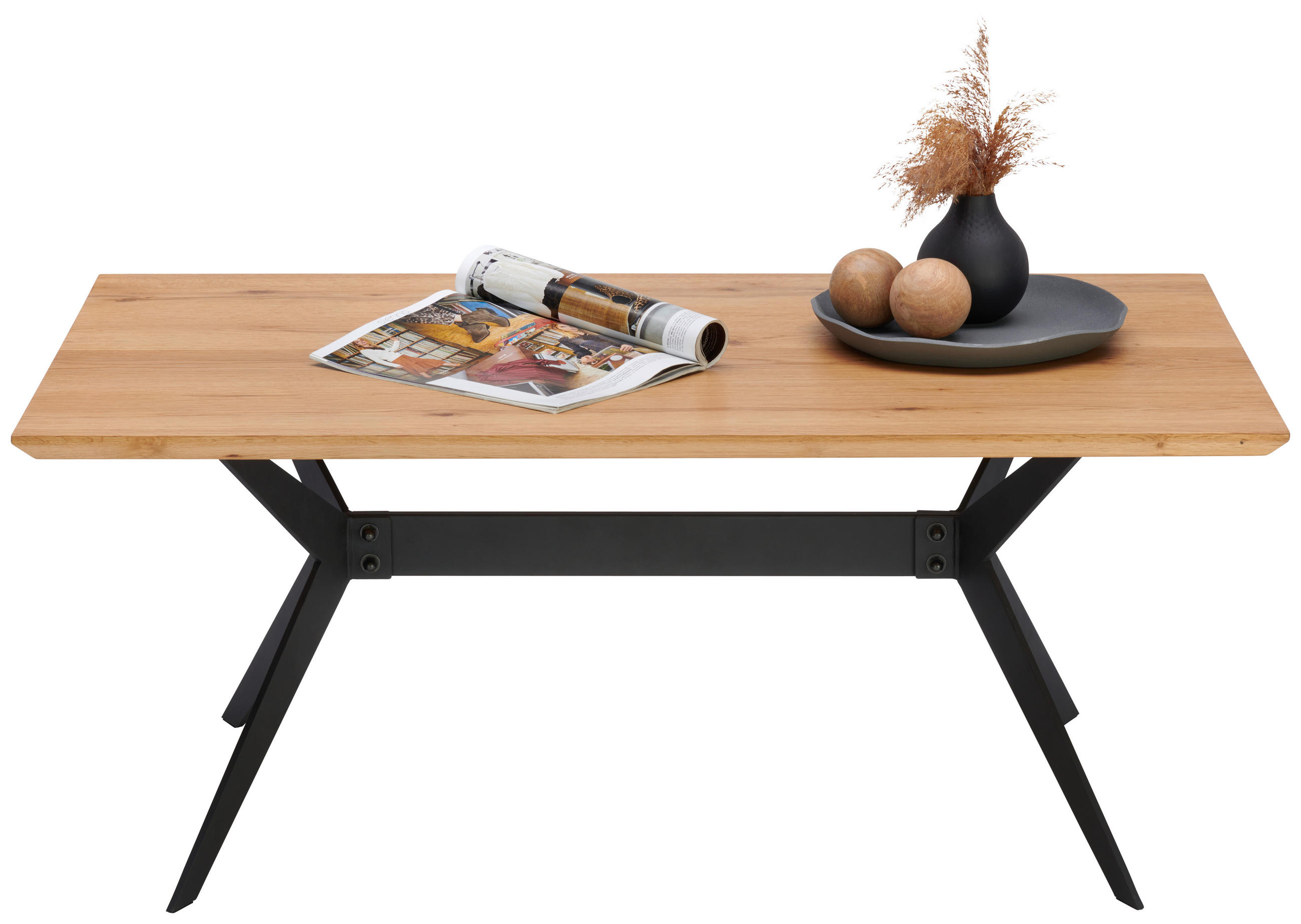 COUCHTISCH in Holz, Metall 110/65/45 cm  - Eichefarben/Schwarz, Design, Holz/Metall (110/65/45cm) - Hom`in