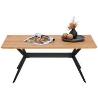COUCHTISCH Eiche massiv 110/65/45 cm rechteckig Schwarz, Eichefarben  - Eichefarben/Schwarz, Design, Holz/Metall (110/65/45cm) - Hom`in