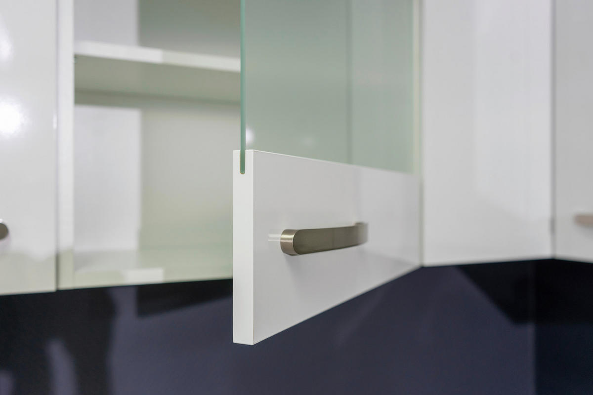 KÜCHENOBERSCHRANK 100/54,8/32 cm  in Weiß, Weiß Hochglanz  - Edelstahlfarben/Weiß Hochglanz, MODERN, Holzwerkstoff/Metall (100/54,8/32cm) - FlexWell