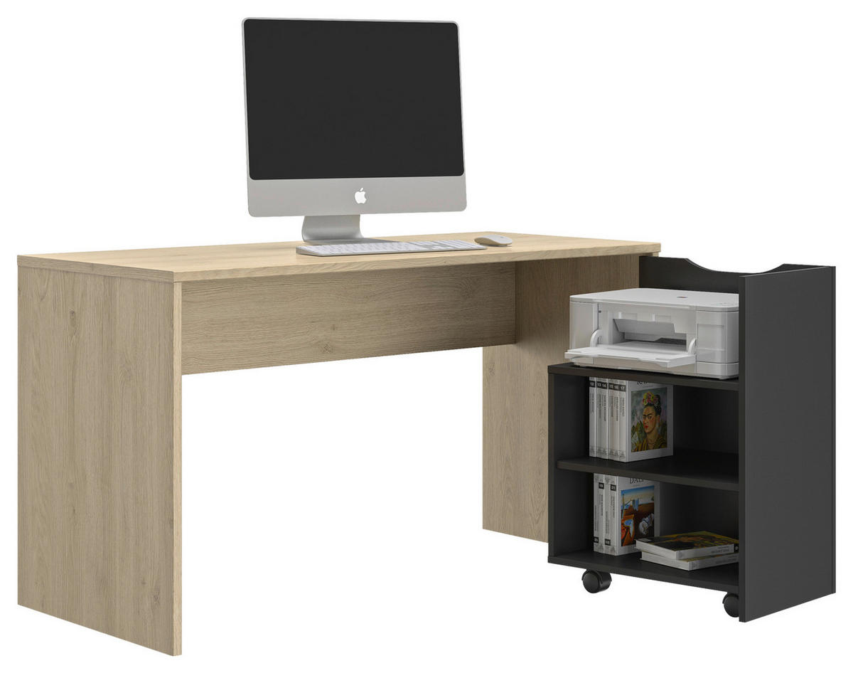 SCHREIBTISCH 136/60/114/75 cm  in Schwarz, Kastanienfarben  - Kastanienfarben/Schwarz, MODERN, Holzwerkstoff/Kunststoff (136/60/114/75cm) - MID.YOU