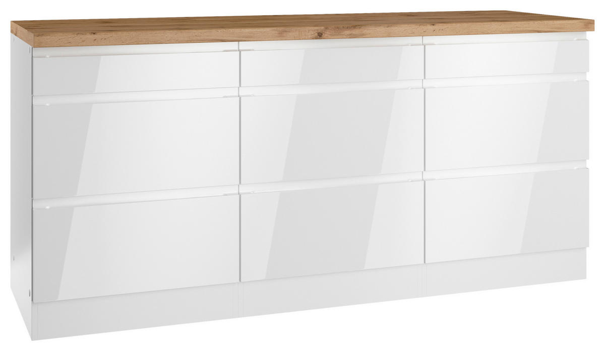 BÄNKSKÅP 180/86/60 cm  i vit, ek Wotan, vit högglans  - vit/ek Wotan, Lifestyle, trämaterial (180/86/60cm) - Held
