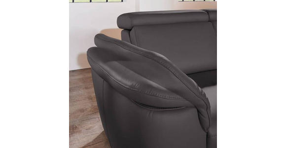 ECKSOFA in Echtleder Dunkelbraun  - Dunkelbraun/Alufarben, Design, Leder/Metall (271/242cm) - Cantus