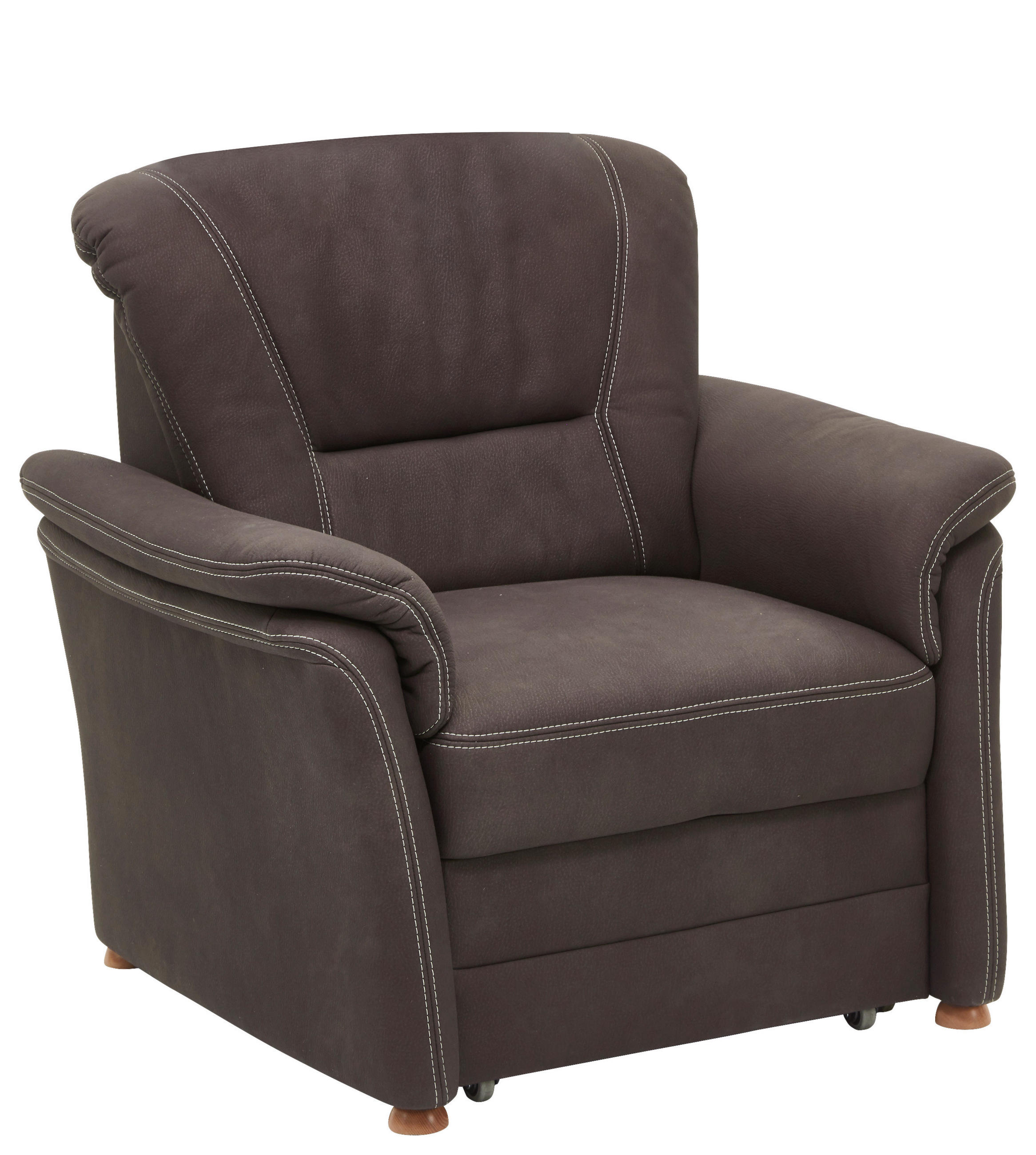 SESSEL inkl. Auszieh-Hocker Mikrofaser Dunkelbraun    - Eiche Bianco/Dunkelbraun, KONVENTIONELL, Holz/Textil (101/96/92cm) - Carryhome