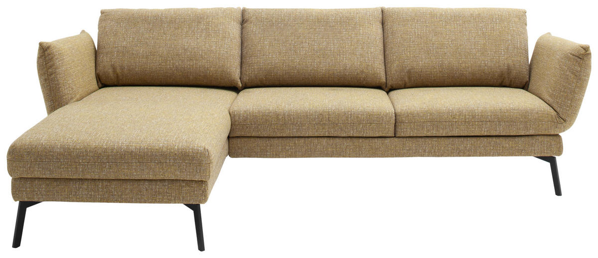 ECKSOFA Gelb Flachgewebe  - Gelb/Schwarz, Design, Textil/Metall (175/277cm) - Schöner Wohnen