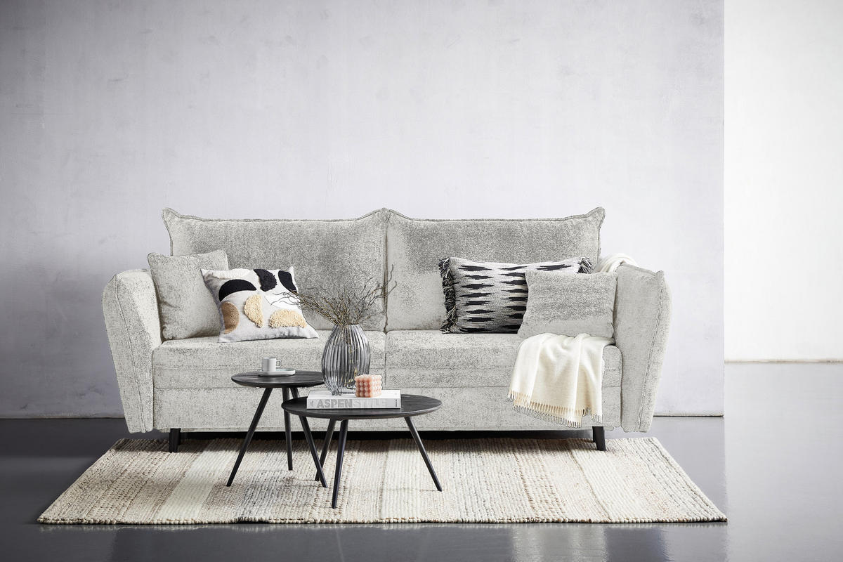 SCHLAFSOFA Chenille Beige  - Beige/Schwarz, KONVENTIONELL, Holz/Textil (238/99/108cm) - Carryhome