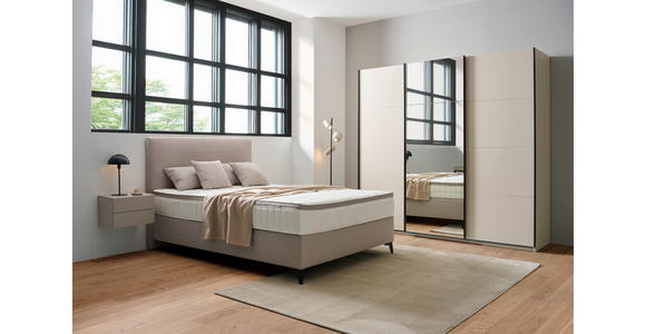 BOXSPRINGBETT 140/200 cm  in Beige  - Beige/Schwarz, Design, Kunststoff/Textil (140/200cm) - Hom`in