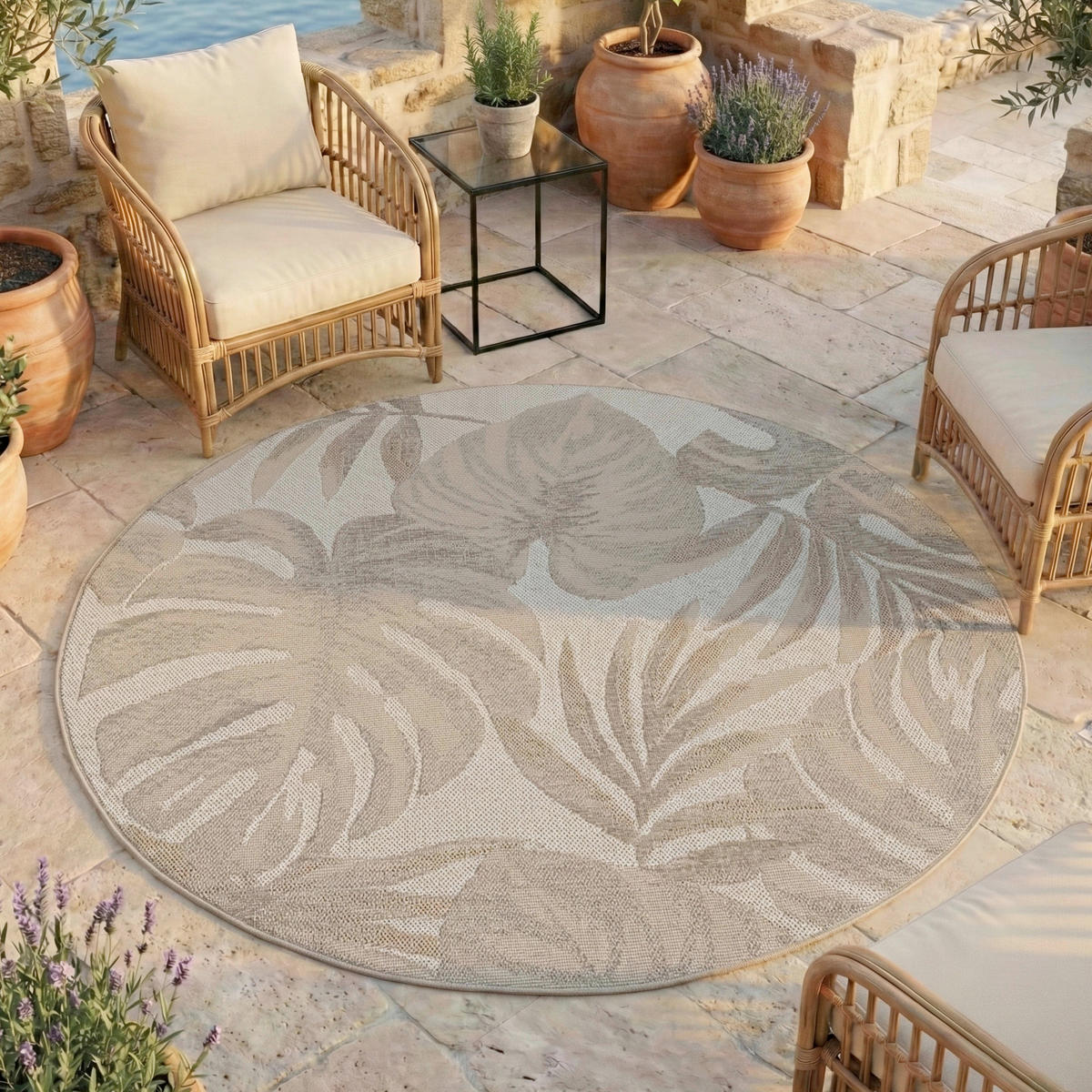 OUTDOORTEPPICH  Wohnzimmer 200 cm Desert Beige rund  - Beige, Design, Textil (200cm) - Ayyildiz 
