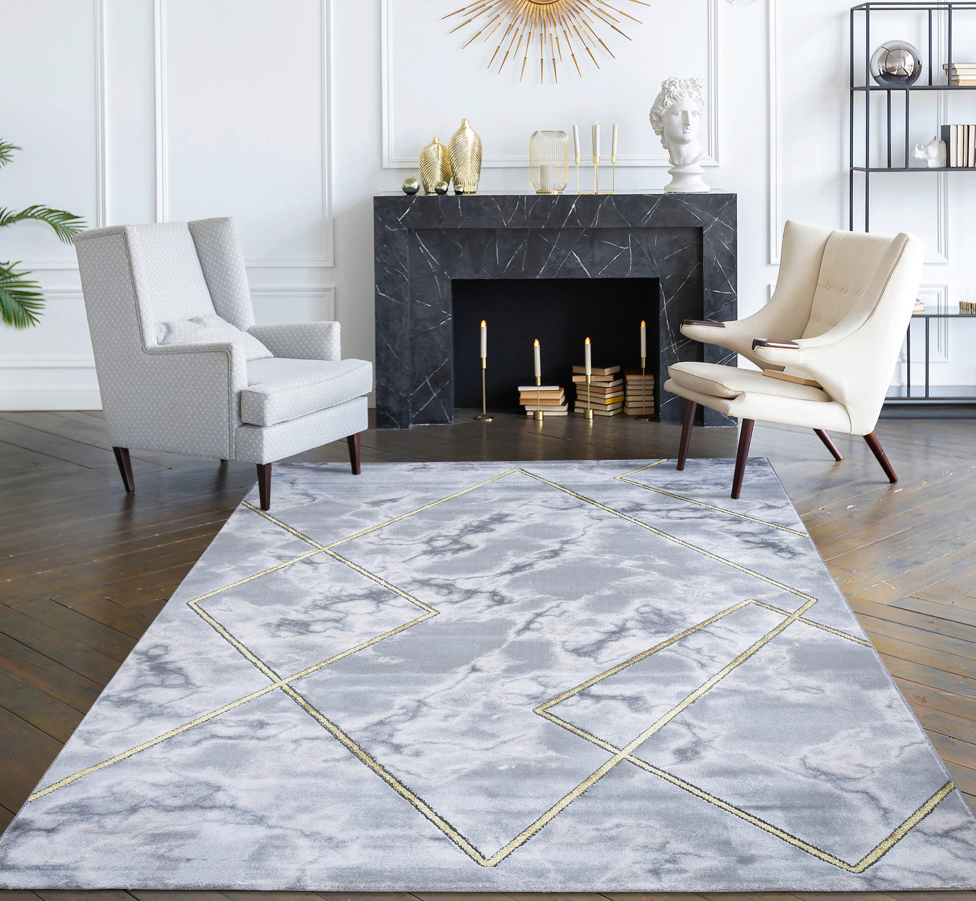 WEBTEPPICH 120/170 cm 38802 Goldfarben, Dunkelgrau  - Dunkelgrau/Goldfarben, LIFESTYLE, Textil (120/170cm) - Novel