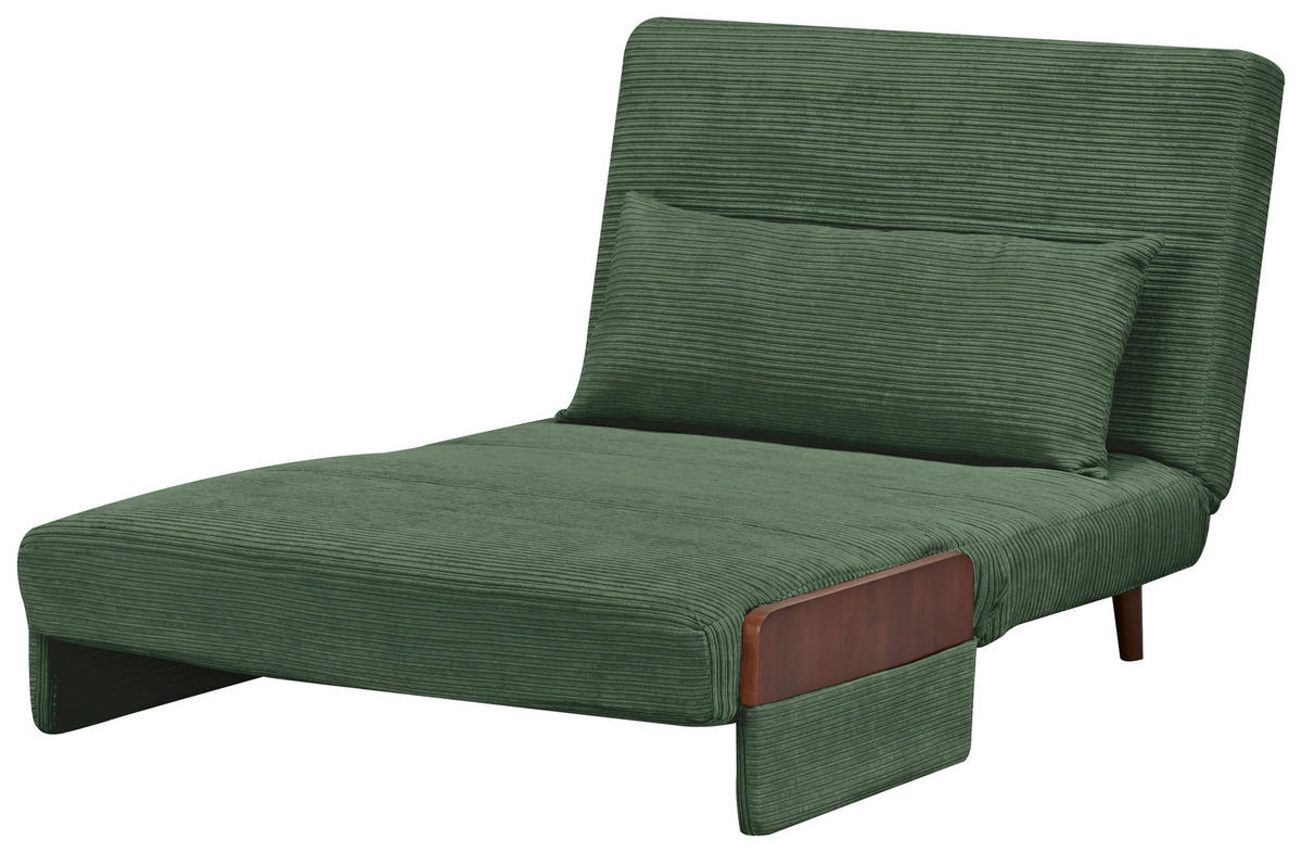 SCHLAFSESSEL Cord Grün    - Hellbraun/Grün, MODERN, Holz/Textil (107/82/91cm) - Livetastic