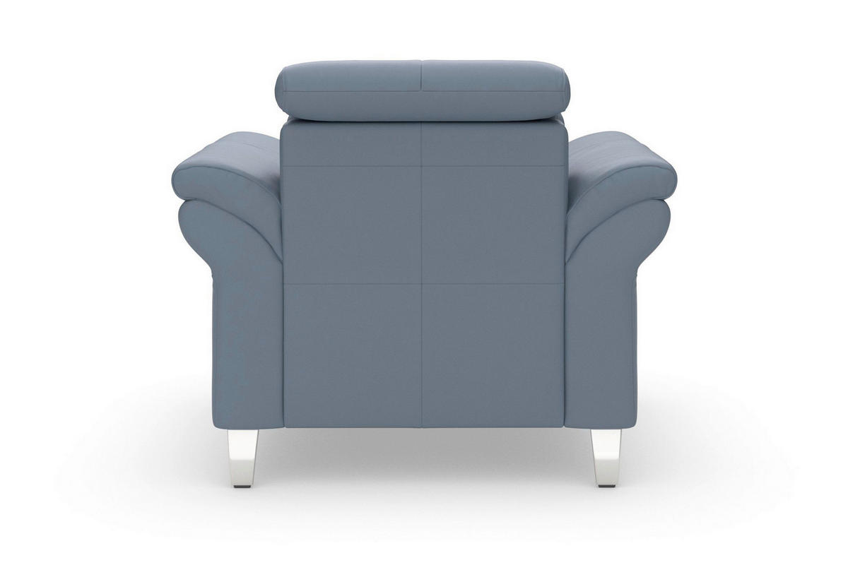 SESSEL in Echtleder Graublau  - Chromfarben/Graublau, Basics, Leder/Metall (101/84/93cm) - Sit & More