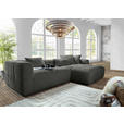 ECKSOFA Schwarz Flachgewebe  - Schwarz, KONVENTIONELL, Kunststoff/Textil (280/170cm) - Carryhome