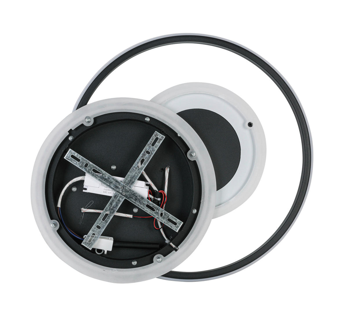 DECKENLEUCHTE 50/42,5/6,5 cm   - Chromfarben/Schwarz, Trend, Kunststoff/Metall (50/42,5/6,5cm) - Novel