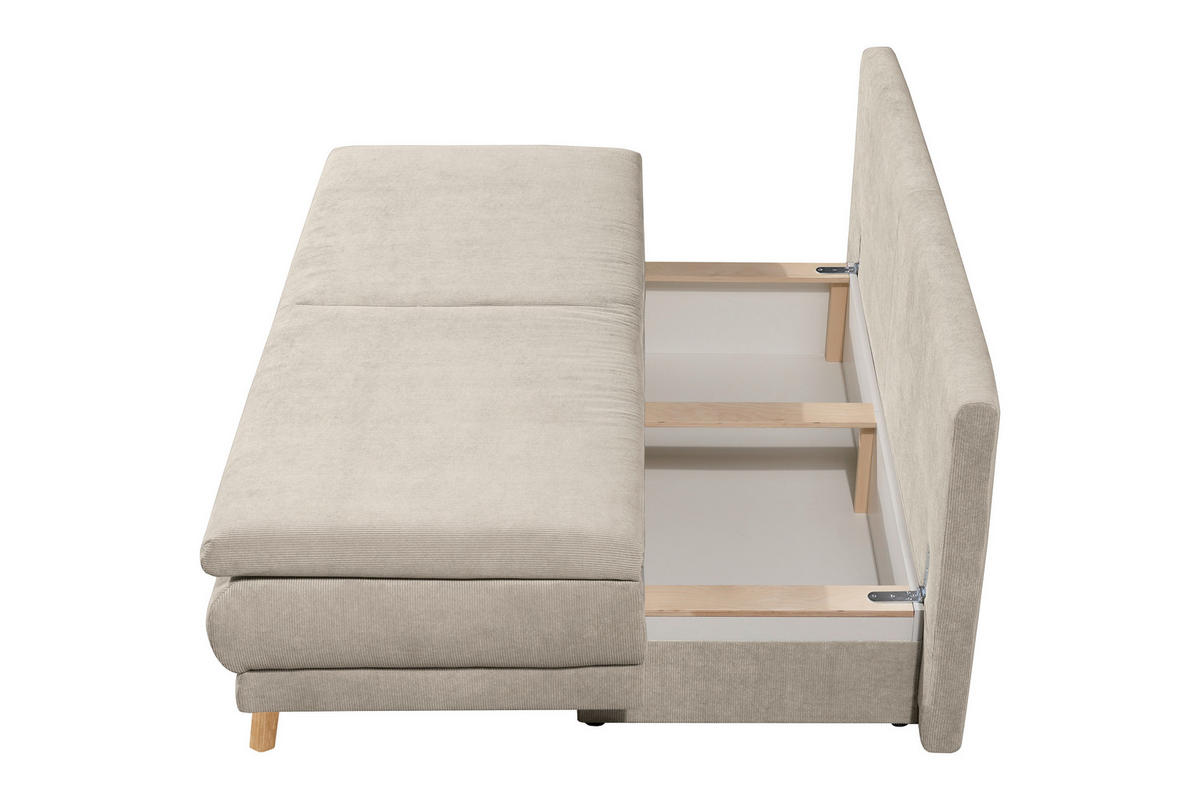 SCHLAFSOFA in Feincord Beige  - Beige/Eiche Artisan, Konventionell, Holz/Textil (198/89/96cm) - Niels Andersson