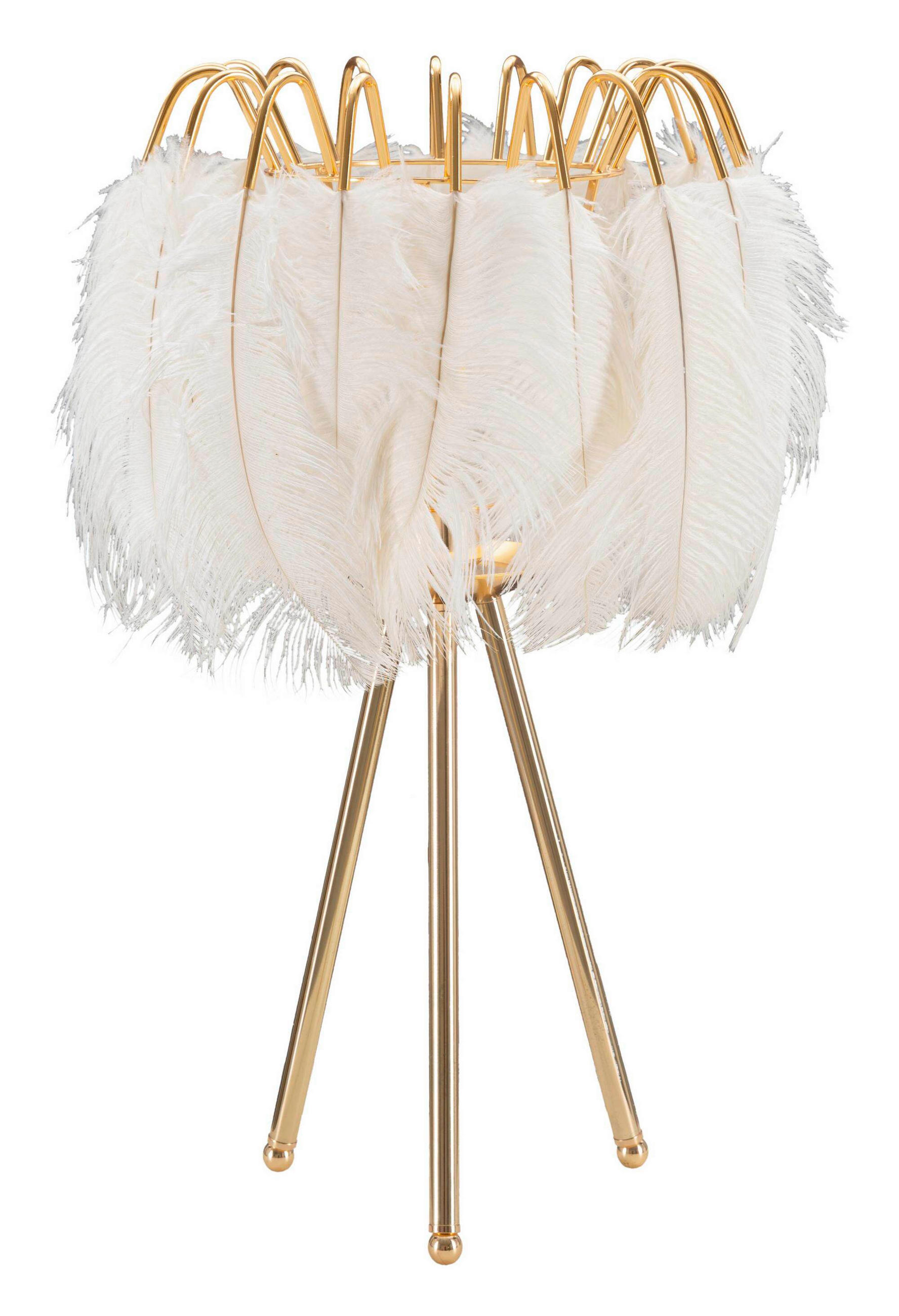 TISCHLEUCHTE - Goldfarben/Weiß, Basics, Kunststoff/Metall (40/60/40cm)