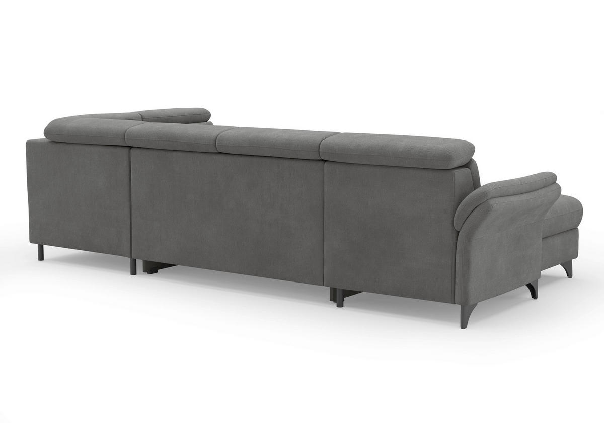 WOHNLANDSCHAFT GLENDALE E in Flachgewebe Grau  - Schwarz/Grau, KONVENTIONELL, Textil/Metall (166/321/193cm) - Sit & More