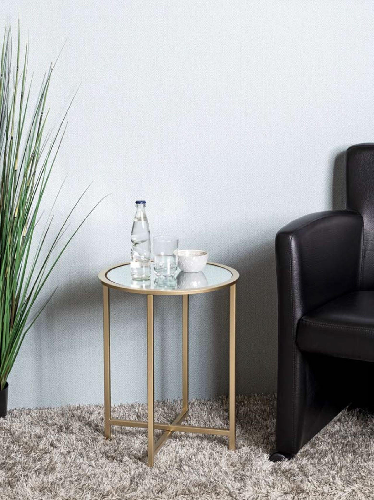 COUCHTISCH Lagos Spiegelglas 39/39/53 cm rund Goldfarben  - Goldfarben, MODERN, Glas/Metall (39/39/53cm)