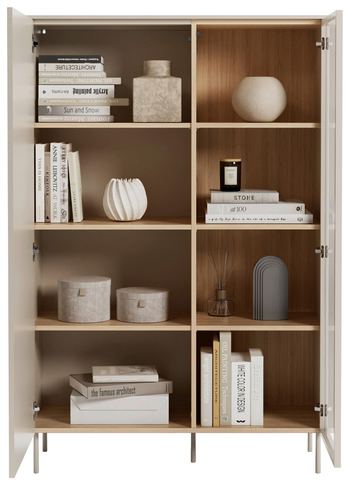 HIGHBOARD 102/156/41 cm Eichefarben, Kaschmir  102/156/41 cm  - Kaschmir/Eichefarben, MODERN, Glas/Holzwerkstoff (102/156/41cm) - Carryhome