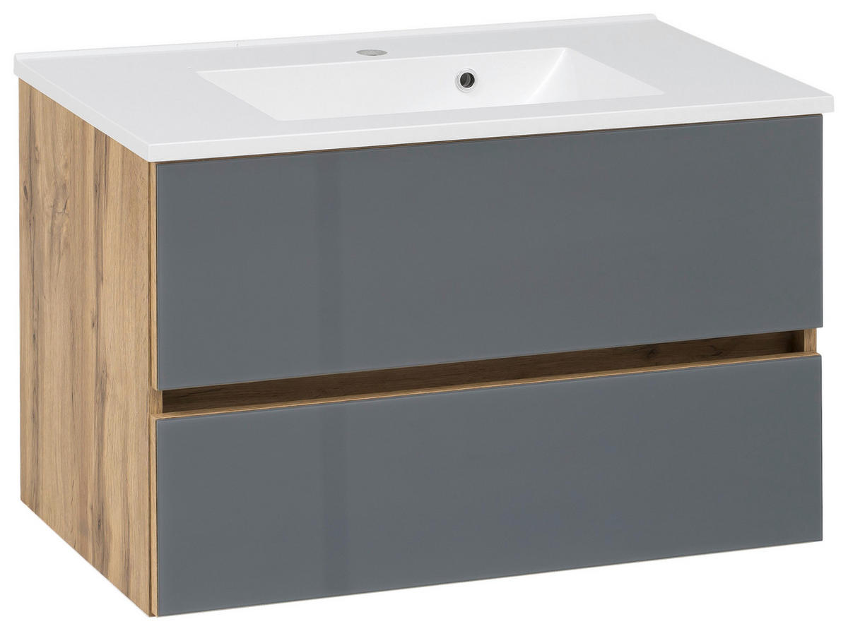 BADEZIMMER  in 120 cm  - Weiss/Eichefarben, Konventionell, Glas/Holzwerkstoff (120cm) - Held