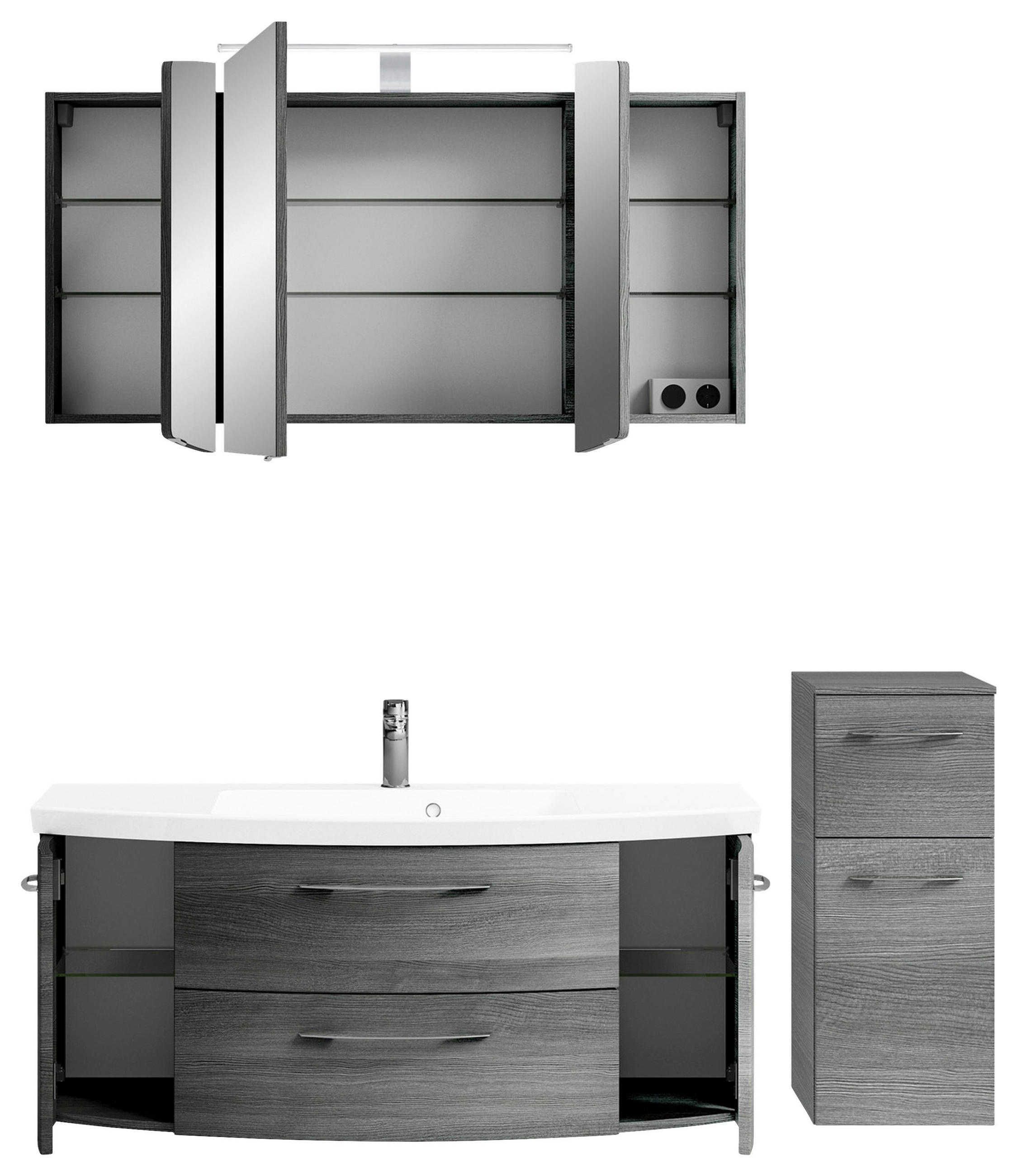 BADEZIMMER 4-teilig in 151 cm - Chromfarben/Graphitfarben, KONVENTIONELL, Glas/Holzwerkstoff (151cm) - Pelipal