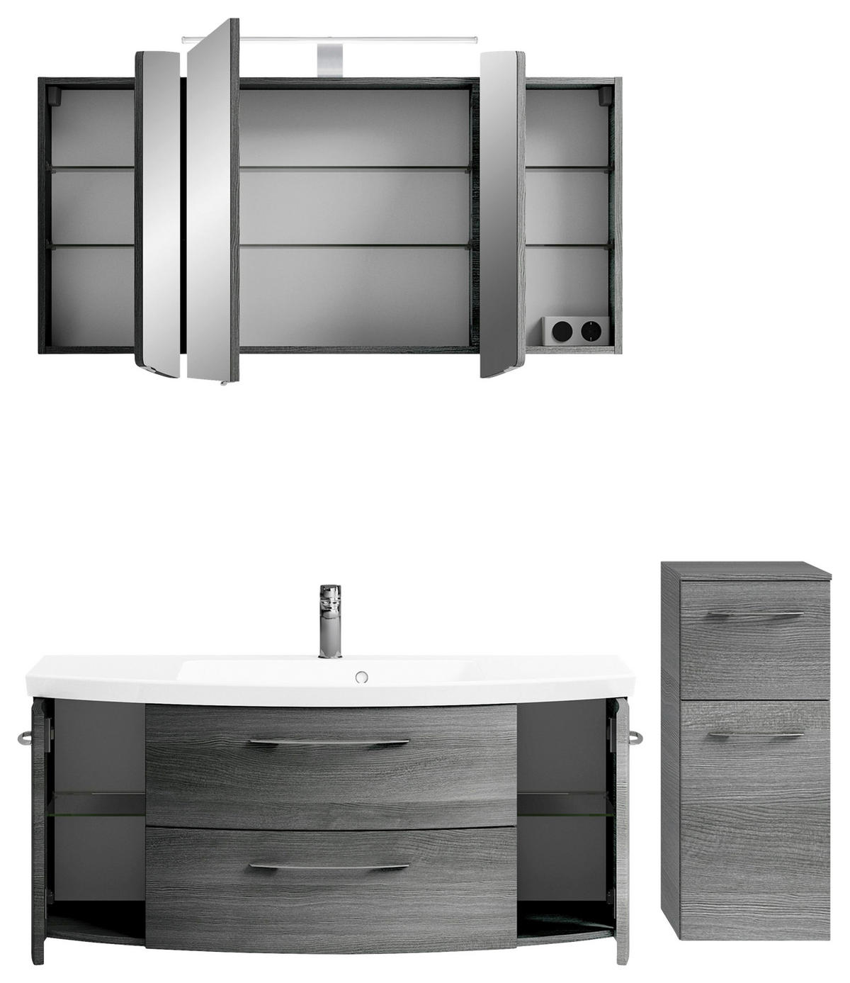 BADEZIMMER 4-teilig  in 151 cm  - Chromfarben/Graphitfarben, KONVENTIONELL, Glas/Holzwerkstoff (151cm) - Pelipal
