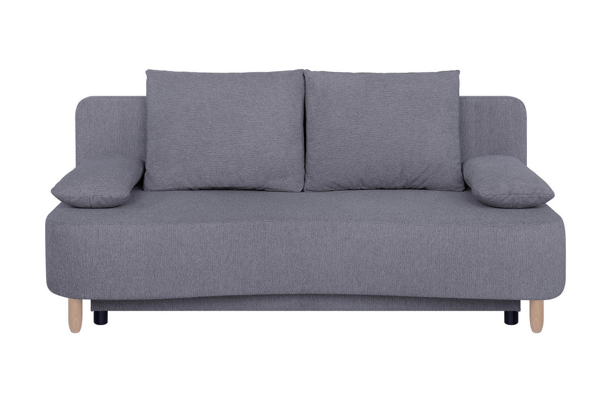 SCHLAFSOFA  mit Webstoff Mokka  - Buchefarben/Schwarz, Design, Holz/Kunststoff (193/86/85cm) - P & B