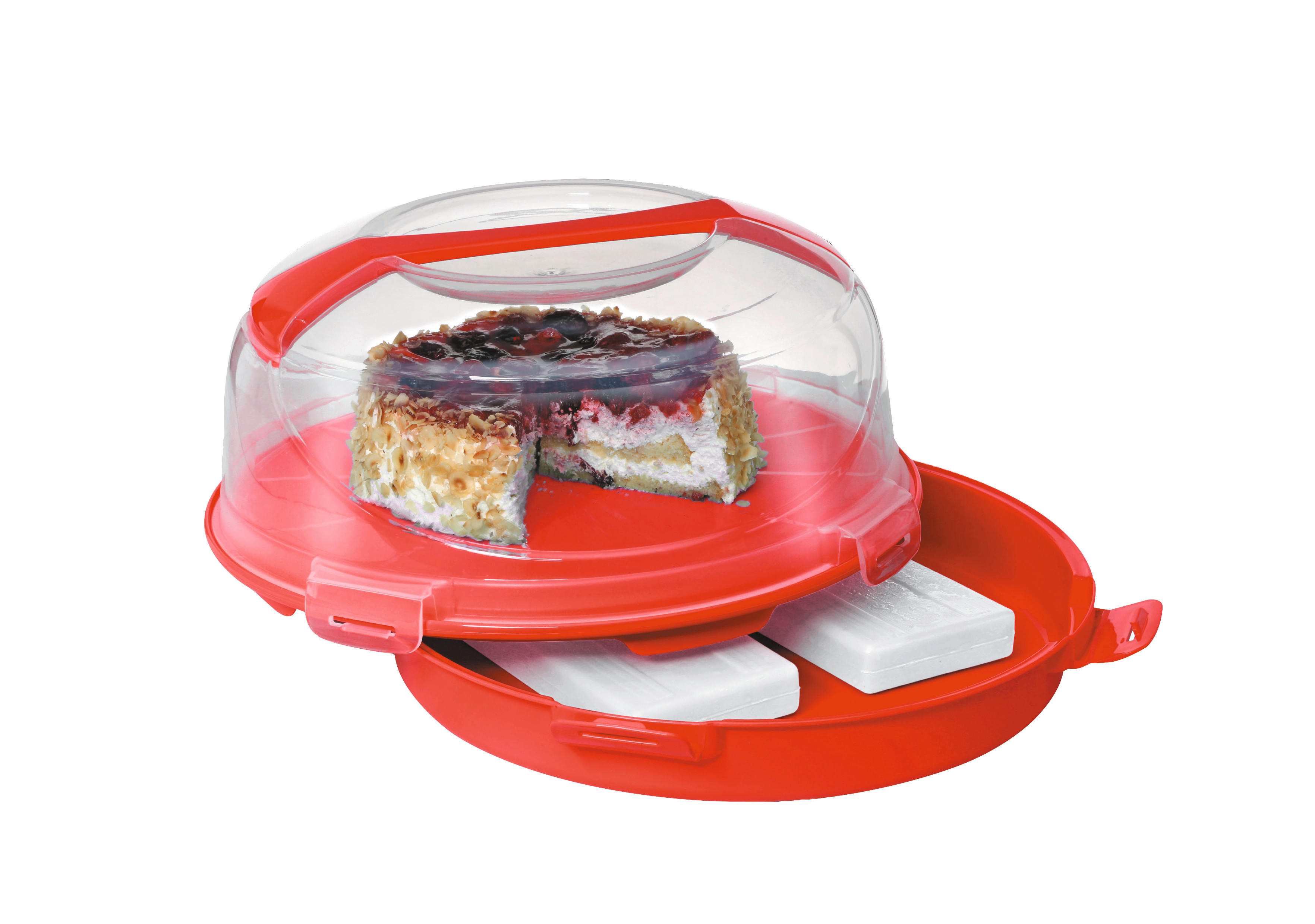 PŘENOSNÝ BOX, 34,5/18 cm - průhledné/červená, Basics, plast (34,5/18cm) - Homeware Profession.