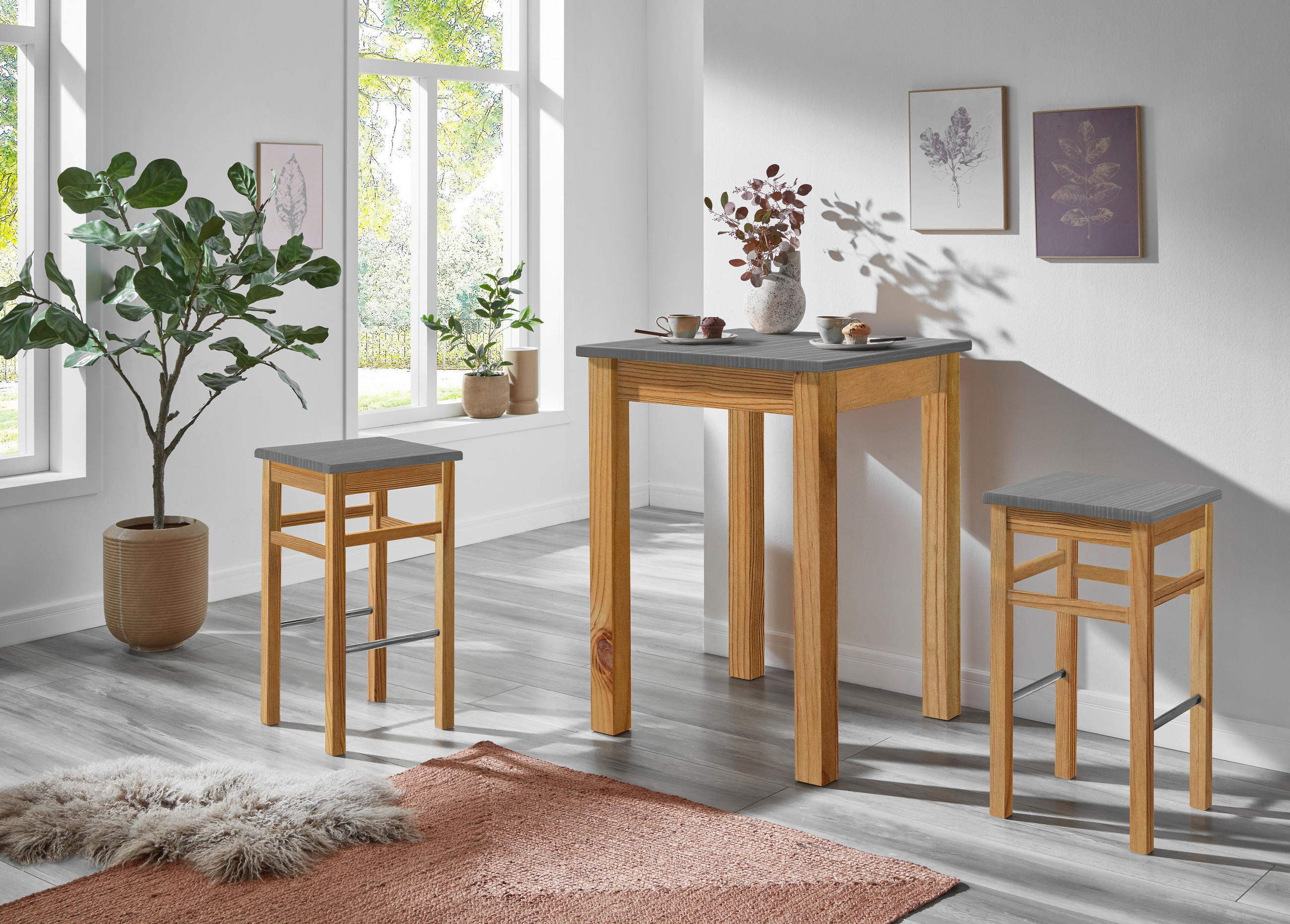 BARTISCH  - Laugenfarbig/Grau, ROMANTIK / LANDHAUS, Holz (78/78/103cm) - Boxxx