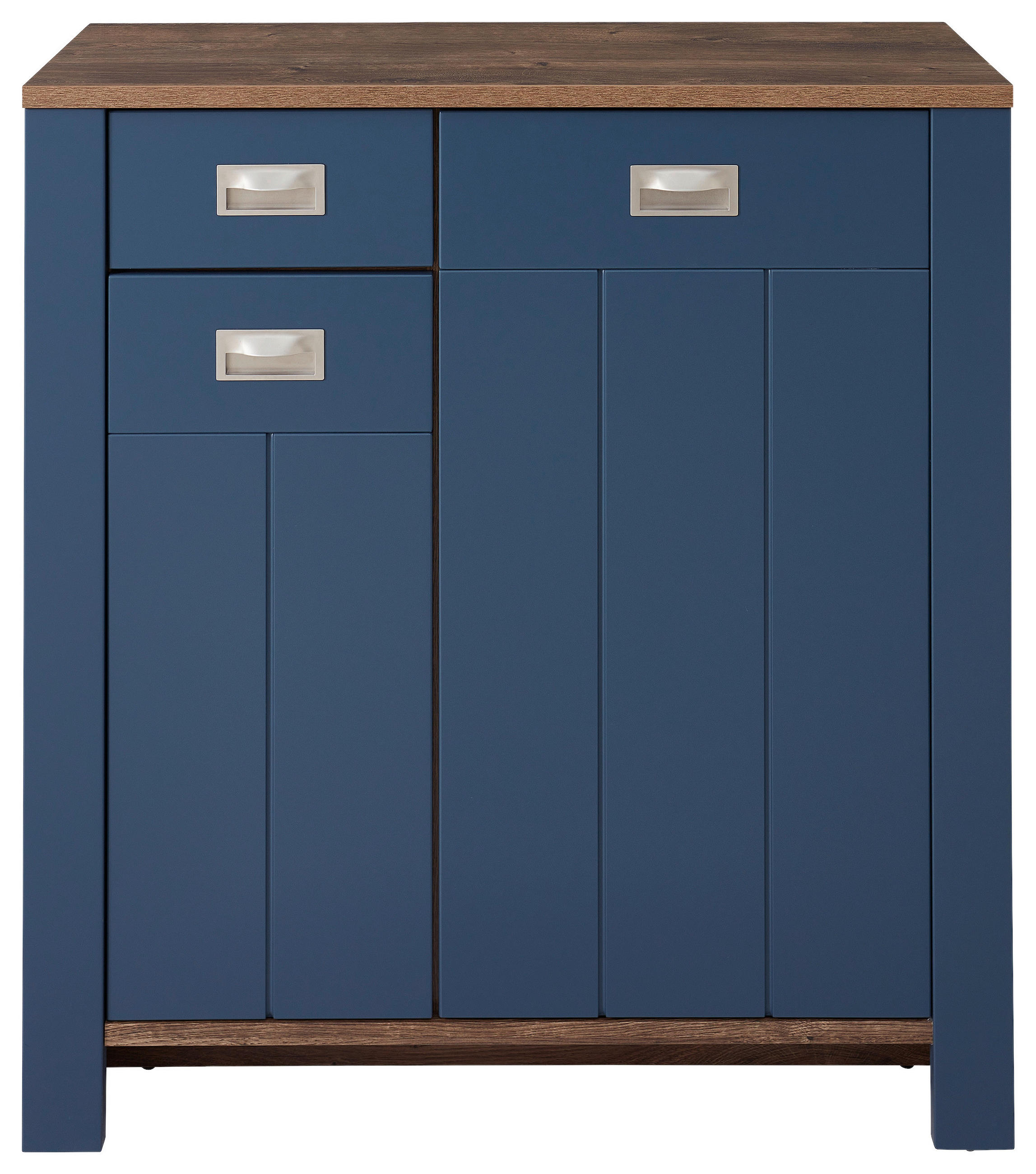 SCHUHSCHRANK Eichefarben, Blau  - Blau/Eichefarben, LIFESTYLE, Holzwerkstoff/Metall (98/105/38cm) - MID.YOU