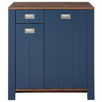 SCHUHSCHRANK Eichefarben, Blau  - Blau/Eichefarben, LIFESTYLE, Holzwerkstoff/Metall (98/105/38cm) - MID.YOU