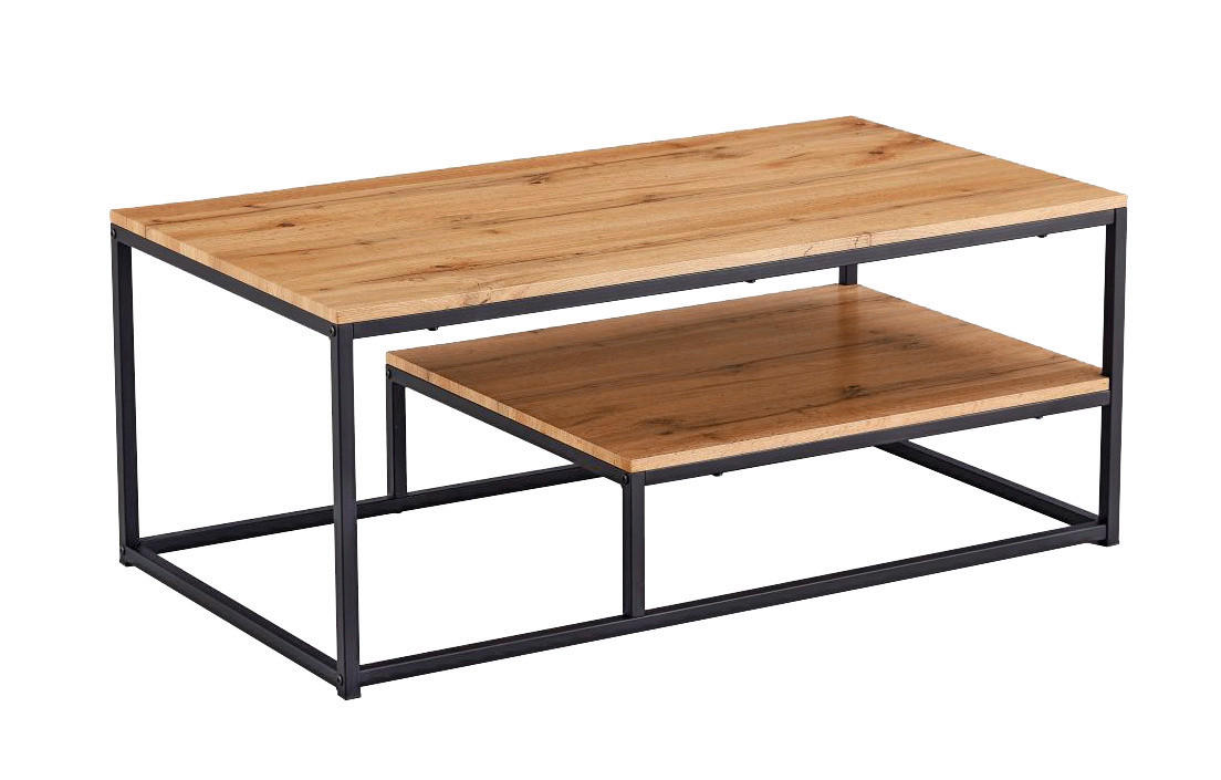 KLUB STOLIĆ crna, boje hrasta  metal, drvni materijal  - boje hrasta/crna, Moderno, drvni materijal/metal (110/45/60cm) - Ti'me