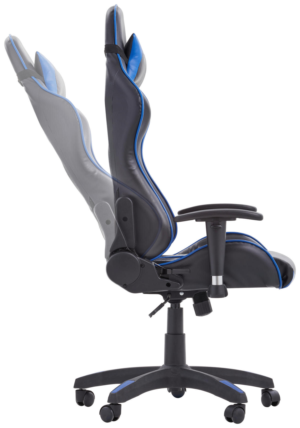 GAMINGSTUHL  in Lederlook Blau, Schwarz  - Blau/Schwarz, Design, Kunststoff/Textil (68,5/128-136/57cm) - Carryhome