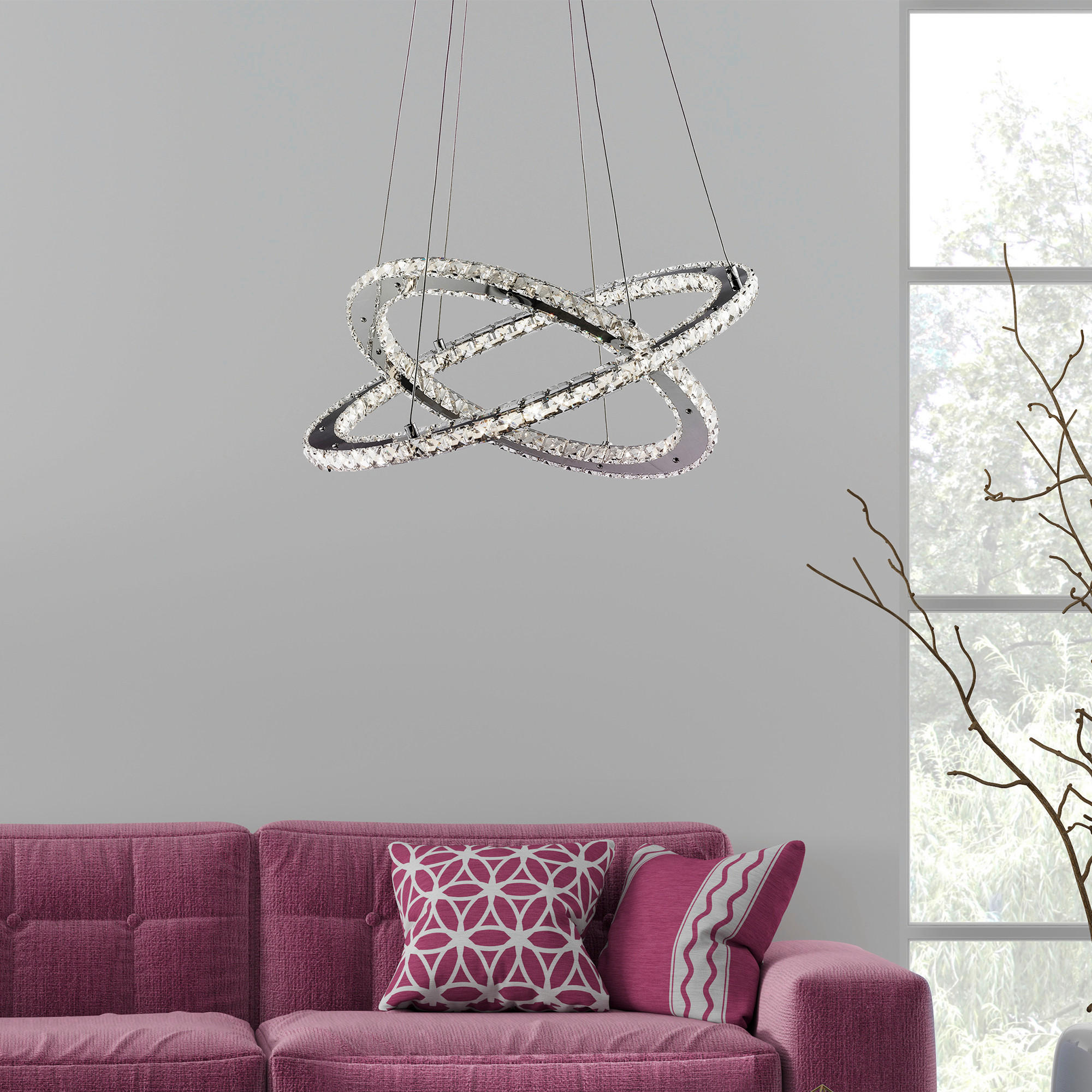 LED-PENDELLEUCHTE Clover 55/150 cm   - Chromfarben, MODERN, Glas/Metall (55/150cm) - Searchlight