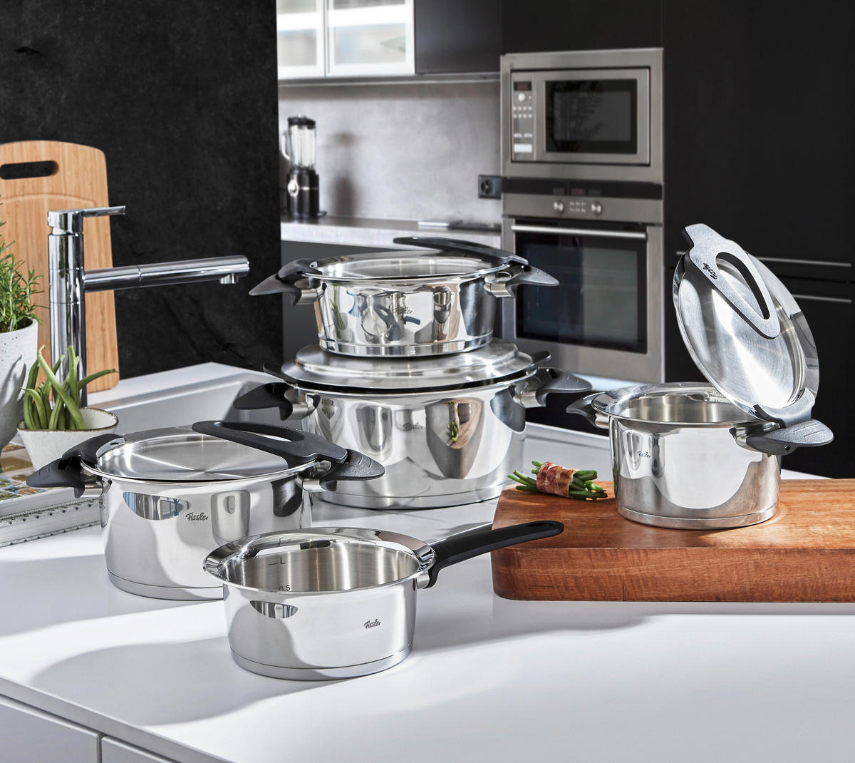 KOCHTOPFSET Intensa 5-teilig  - Silberfarben, Basics, Metall - Fissler