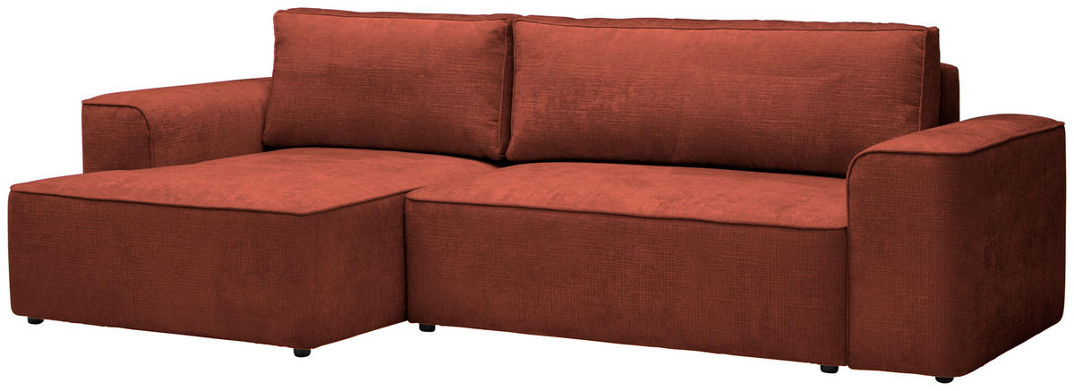 ECKSOFA in Plüsch Rostfarben  - Rostfarben/Blaugrau, Design, Kunststoff/Textil (152/288cm) - Xora