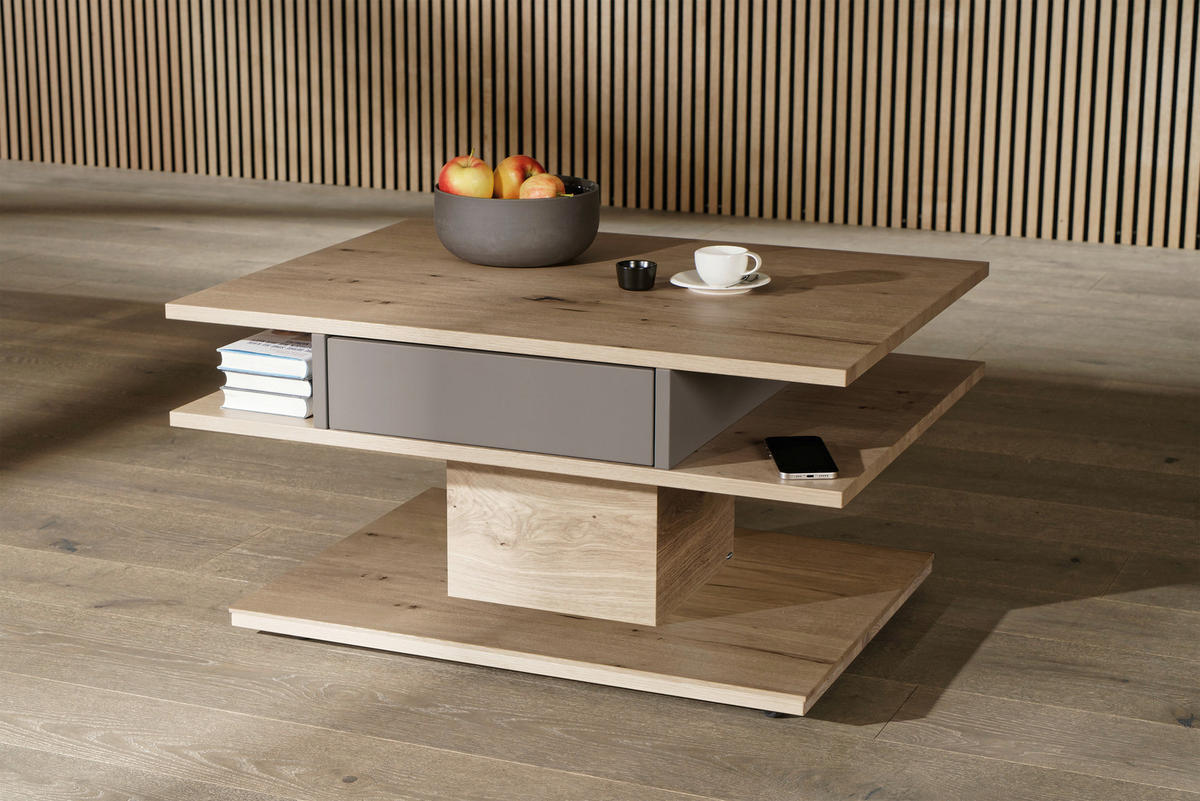 KLUBSKA MIZA,  - siva/divji hrast, Natur, les (90/70/48cm) - Voglauer