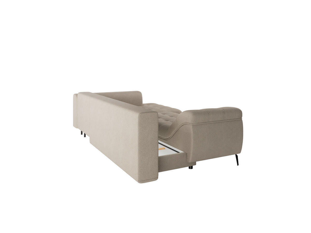 Ecksofa inkl. Funktionen in Webstoff Naturfarben  - Schwarz/Naturfarben, Modern, Textil/Metall (279/177cm)