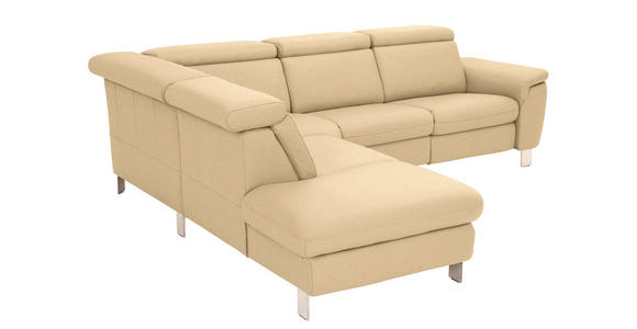 ECKSOFA in Echtleder Beige  - Beige/Alufarben, Design, Leder/Metall (242/271cm) - Cantus