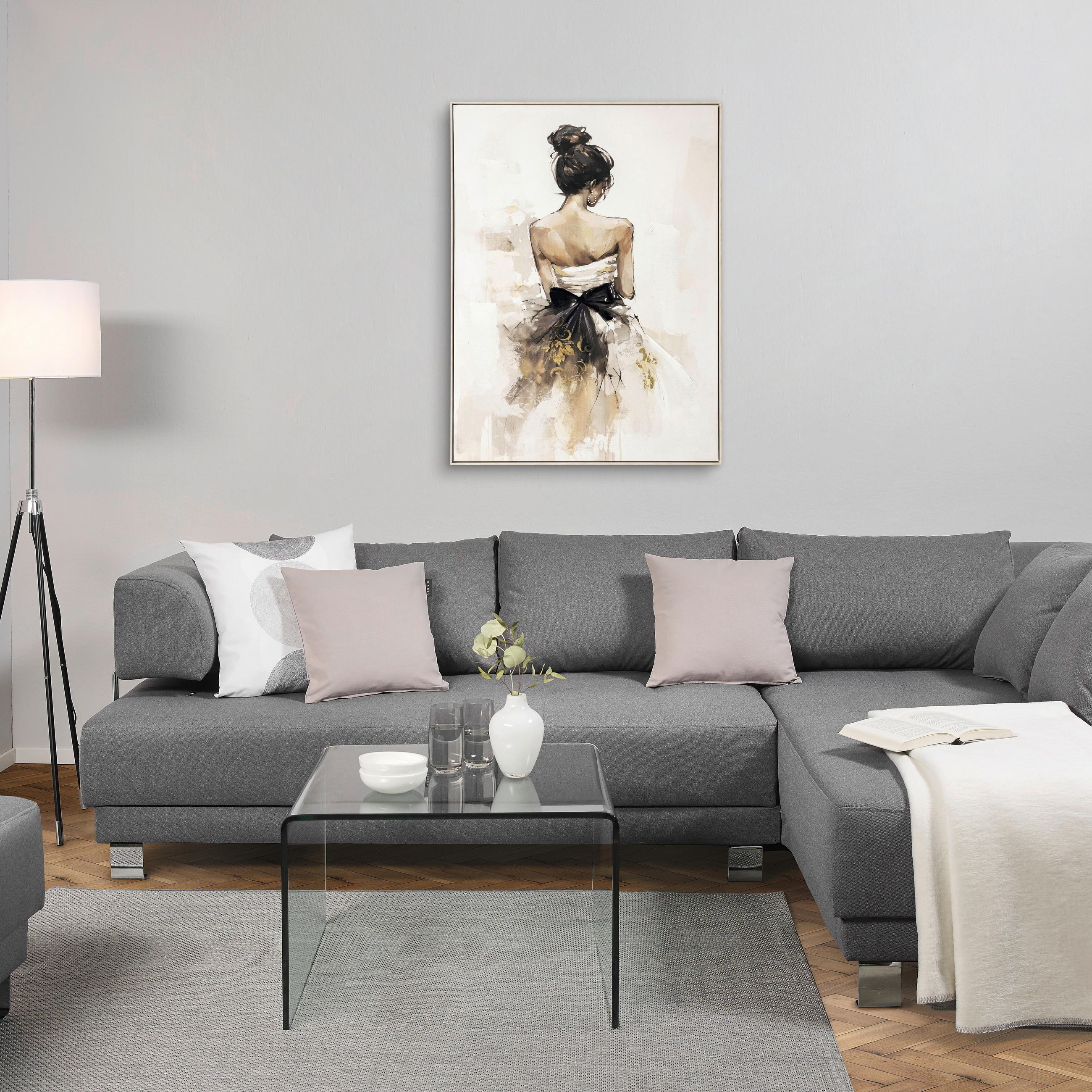 ŠTAMPA NA PLATNU   - svetlobraon/srebrna, Trendi, drvo/tekstil (90/120cm) - Monee