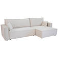 ECKSOFA inkl. Funktionen Creme Cord  - Creme/Schwarz, Design, Textil (267/141cm) - Xora