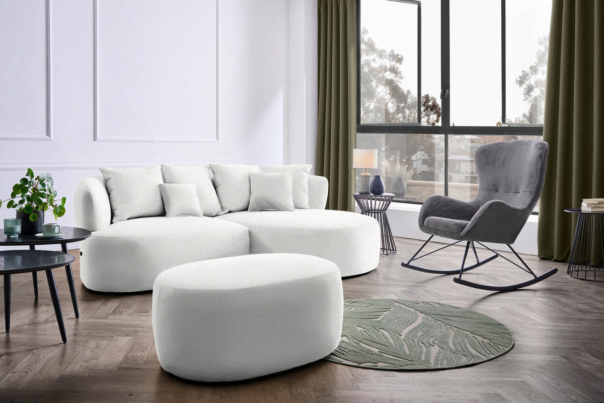 HOCKER in Textil Sandfarben  - Sandfarben/Schwarz, MODERN, Kunststoff/Textil (88/43/66cm) - Hom`in