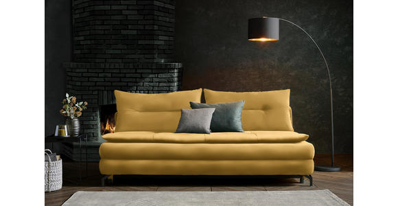 SCHLAFSOFA in Flachgewebe Gelb - Gelb/Schwarz, MODERN, Textil/Metall (208/73/92/102cm) - Novel