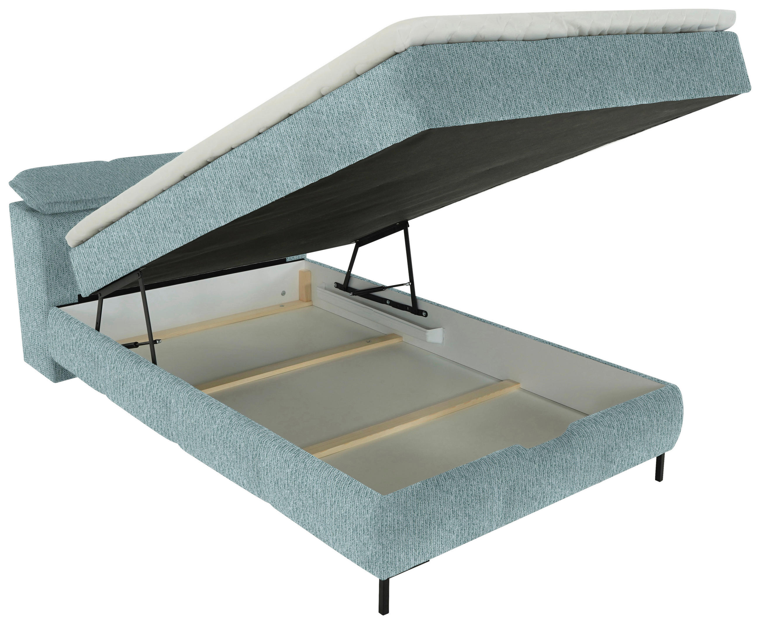 BOXBETT 120/200 cm  in Blaugrau  - Blaugrau/Schwarz, KONVENTIONELL, Holz/Holzwerkstoff (120/200cm) - Xora