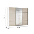 SCHWEBETÜRENSCHRANK 301/223/68 cm 3-türig Weiß, Champagner  - Champagner/Schwarz, KONVENTIONELL, Glas/Holzwerkstoff (301/223/68cm) - Novel