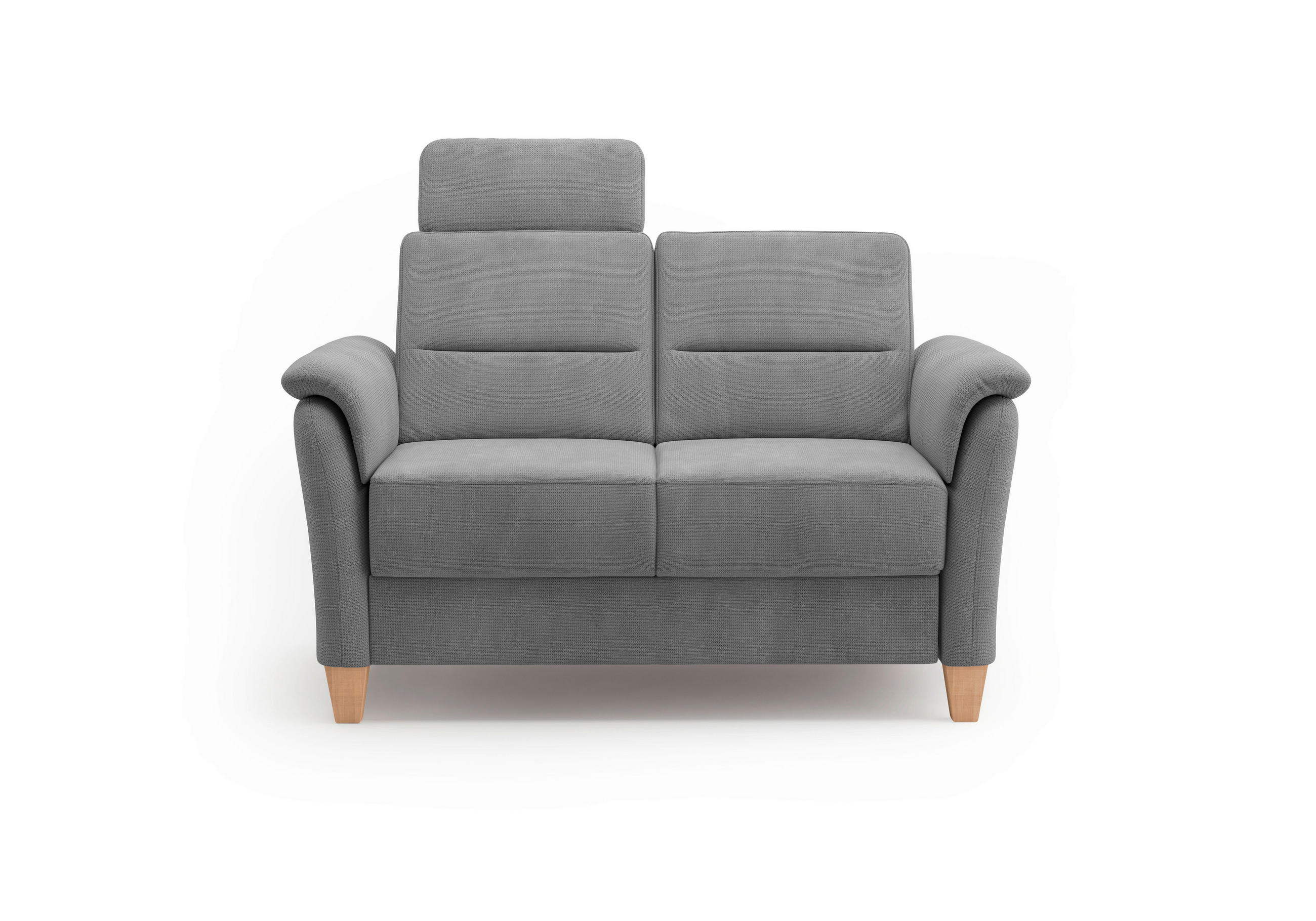 2-SITZER-SOFA in Flachgewebe Grau  - Eichefarben/Grau, KONVENTIONELL, Holz/Textil (149/89/89cm) - Sit & More