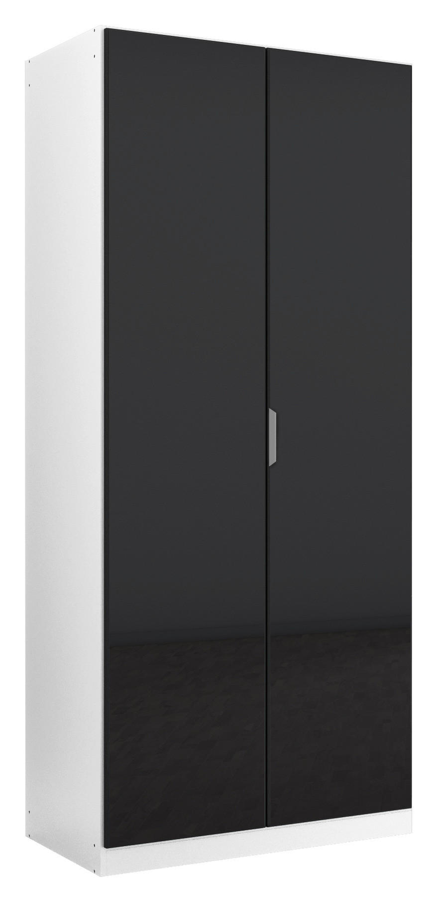 DREHTÜRENSCHRANK 91/210/52 cm 2-türig Weiß, Dunkelgrau  - Dunkelgrau/Alufarben, KONVENTIONELL, Glas/Holzwerkstoff (91/210/52cm) - Carryhome